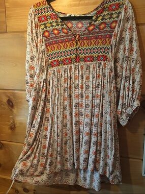 Umgee Multicolor Aztec Print Blouse